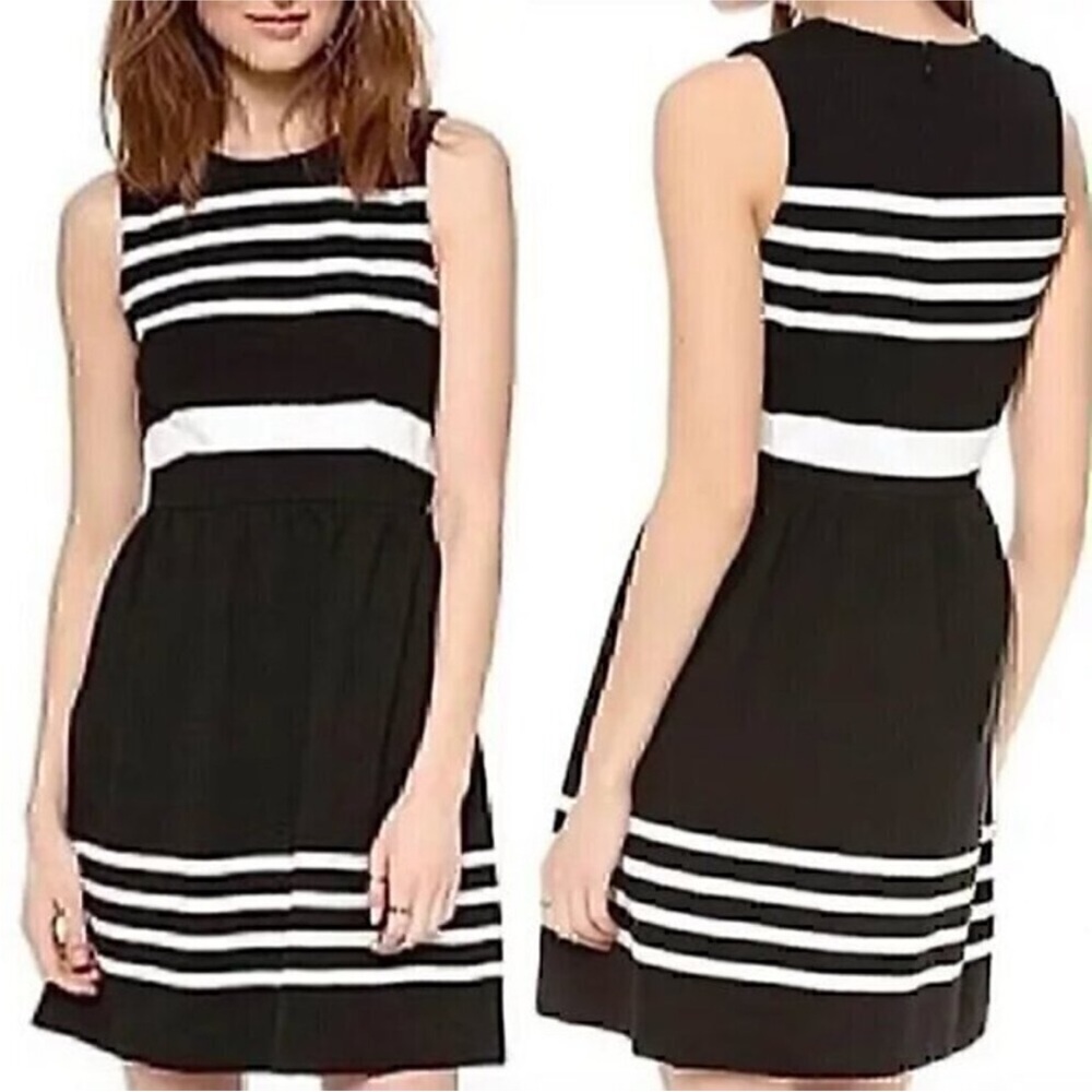 J. Crew Daybreak Black and White Striped Dress